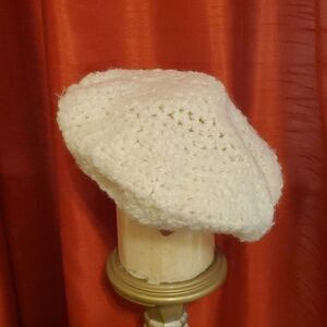 Cream Crocheted beret